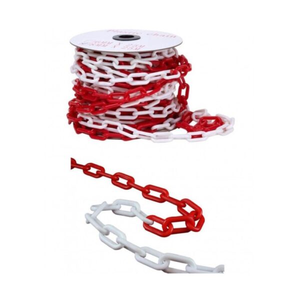 Cadena Plástica Rojo - Blanco Rollo 50 Mts.